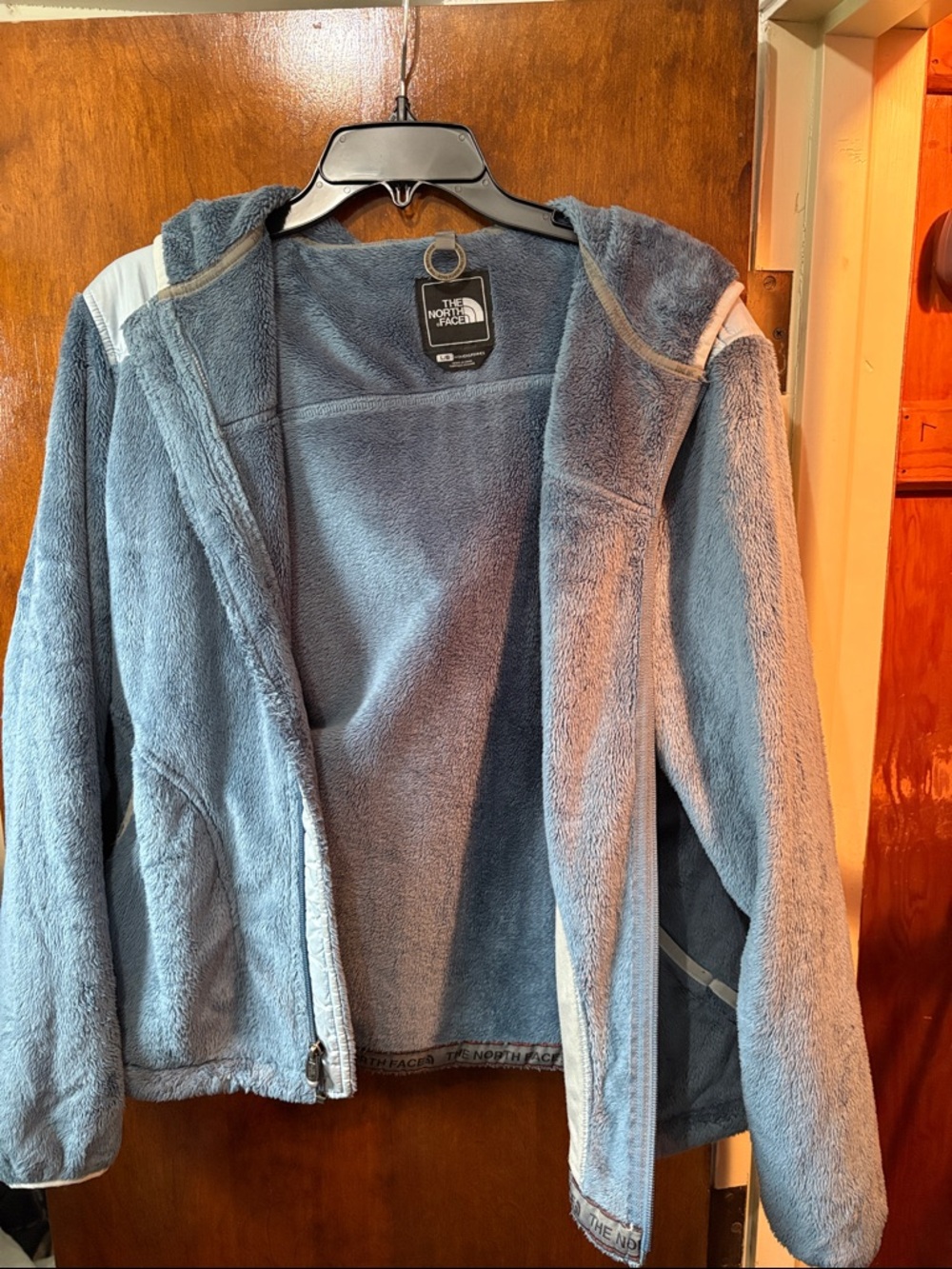 The North Face Women's Light Blue Teddy Fleece Jacket with Hood